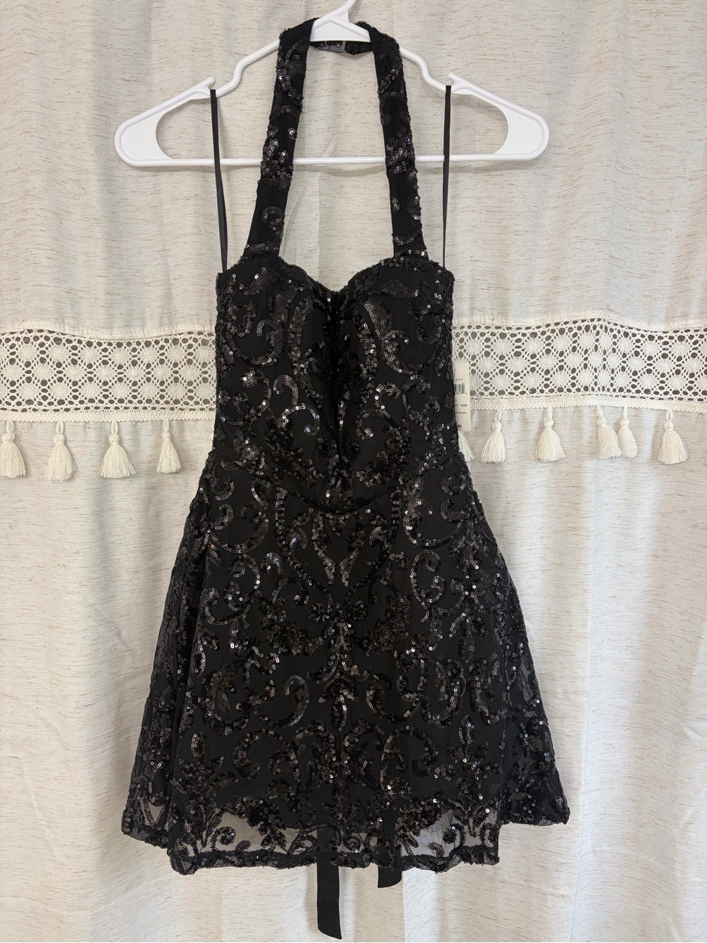 Windsor Black Sequin Halter Dress